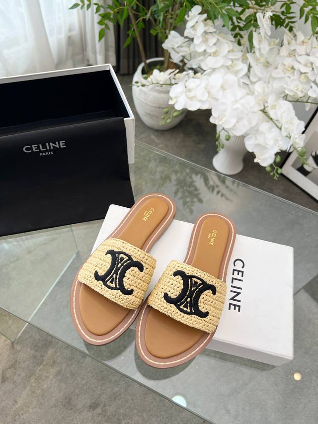 2025 Spring and Summer Ceiine Arc de Triomphe Logo Sandals A high-end celebrity