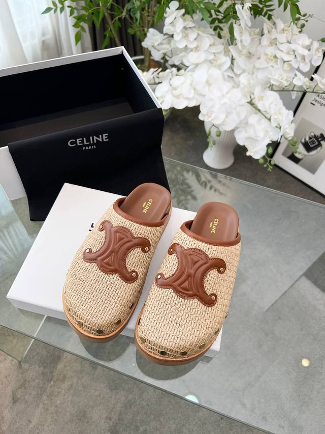 Celine new spring and summer Arc de Triomphe Birkenstock closed toe slippers Ret