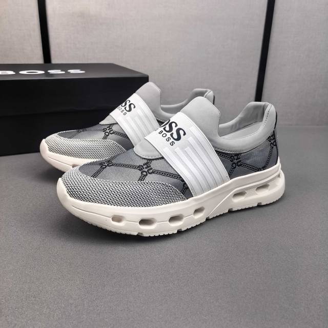 Boss's new low-top sneaker is made of breathable mesh and features the brand's s