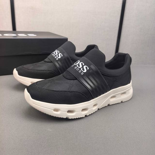 Boss's new low-top casual sneaker is made of breathable mesh and has the brand's