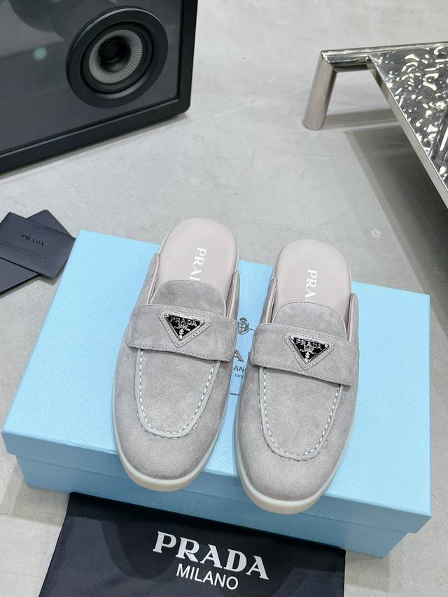 Prada real price: Couples Prada latest loafers half slippers popular series int