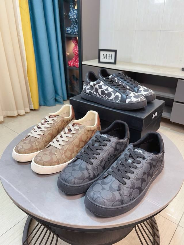 Factory Price P Coach exclusive new men's low-top casual lace-up sneakers, casu
