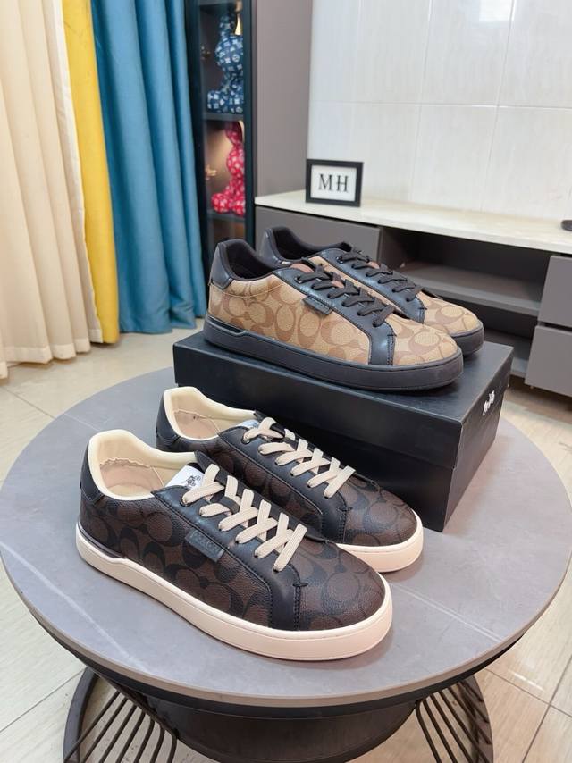 Factory Price P Coach exclusive new men's low-top casual lace-up sneakers, casu