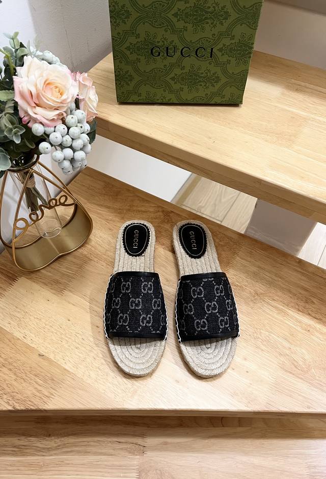 Gucci 24Ss Early Autumn Unisex Gg Pattern Decorated Round Toe Gucci Slippers Str