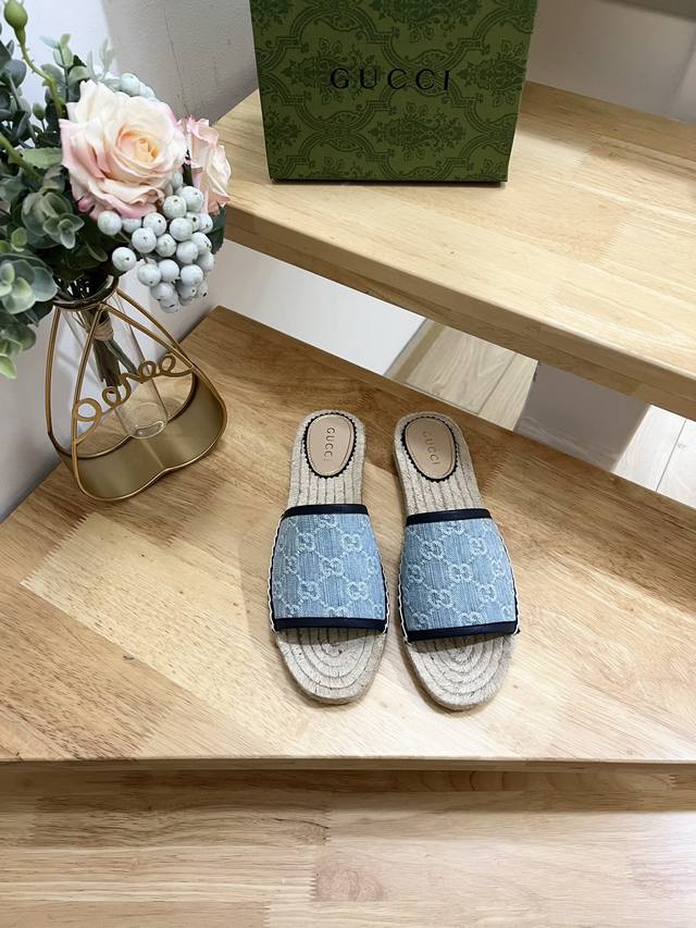 Gucci 24Ss Early Autumn Unisex Gg Pattern Decorated Round Toe Gucci Slippers Str