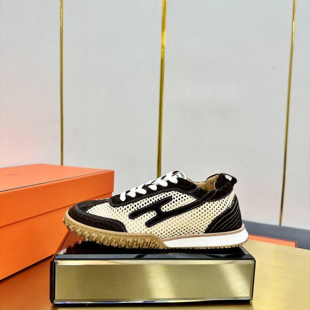 Men's size +10 Hermes top version# Hermes Deep series couple's white shoes casua