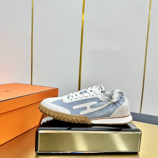 Men's size +10 Hermes top version# Hermes Deep series couple's white shoes casua