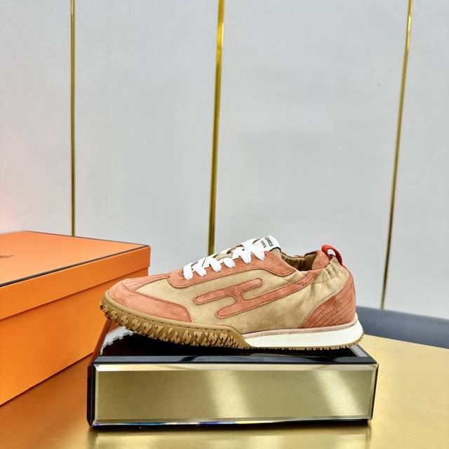 Men's size +10 Hermes top version# Hermes Deep series couple's white shoes casua