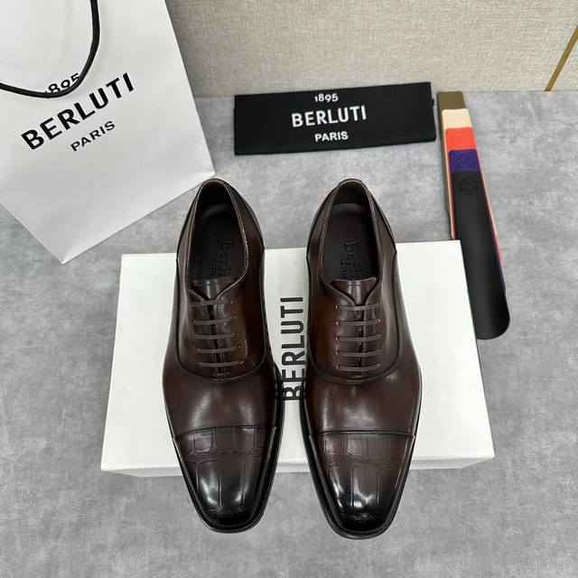 New Berlut* Bruti handmade men's leather shoes are popular at the counter. Soli