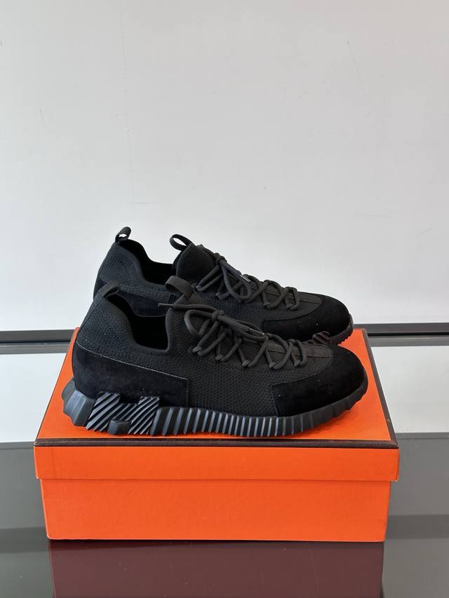 Herme* Hermes high-end men's fashion casual sports shoes, finely crafted, custom