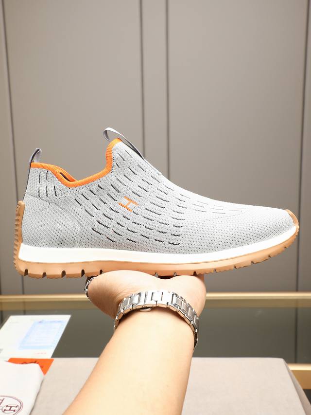 Herme* Hermes fashion casual sports shoes, finely crafted, custom imported flyin