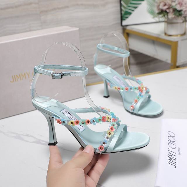 highest versionJimmy Choo's latest sandals2025Ss small flower decorated sandalsJ