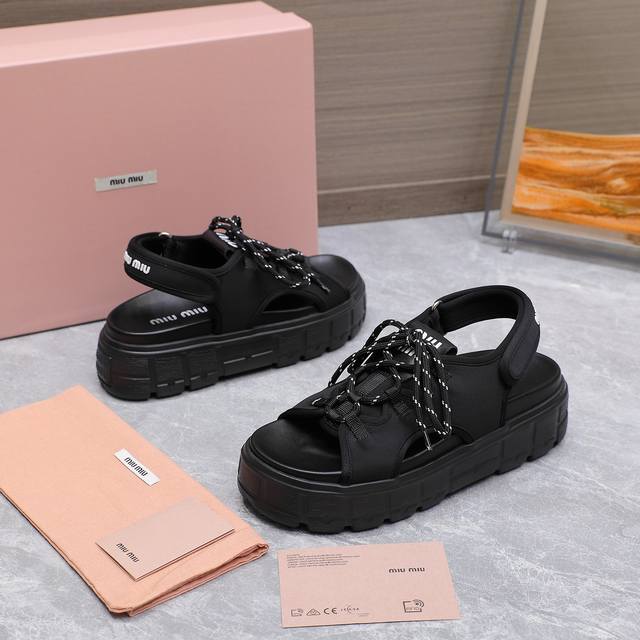 Highest version Miumiu's latest drawstring thick-soled sandals are the focus as