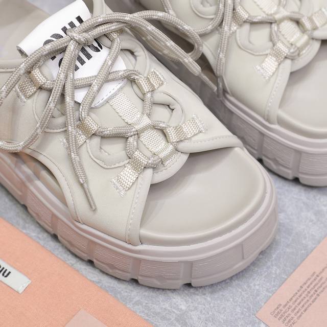Highest version Miumiu's latest drawstring thick-soled sandals are the focus as