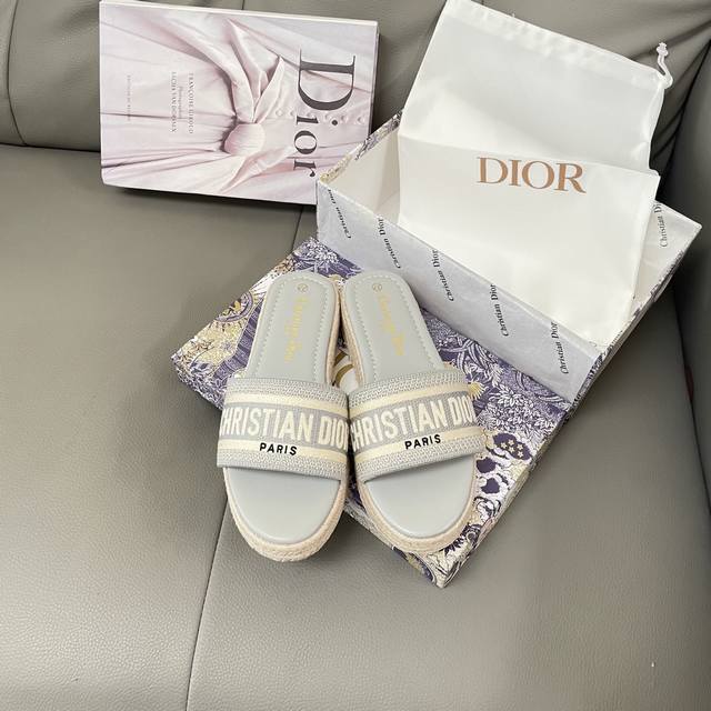 Orange factory price P Dior hemp rope fisherman slippers Dior Dior 2025 top coun
