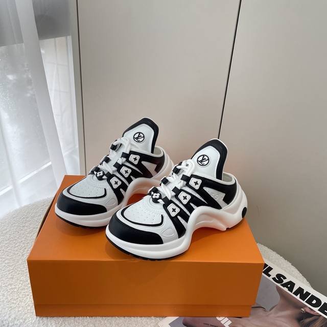Orange factory price P Lv half-slip dad shoes Louis Vuitton 2025 top counter off