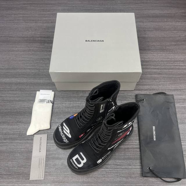 Original version Balenciaga Combat Strike canvas round toe zippered boots for m