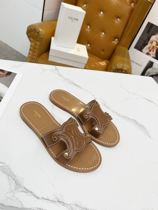 Leather sole, rubber outsole Celine's new spring and summer half-slippers are m
