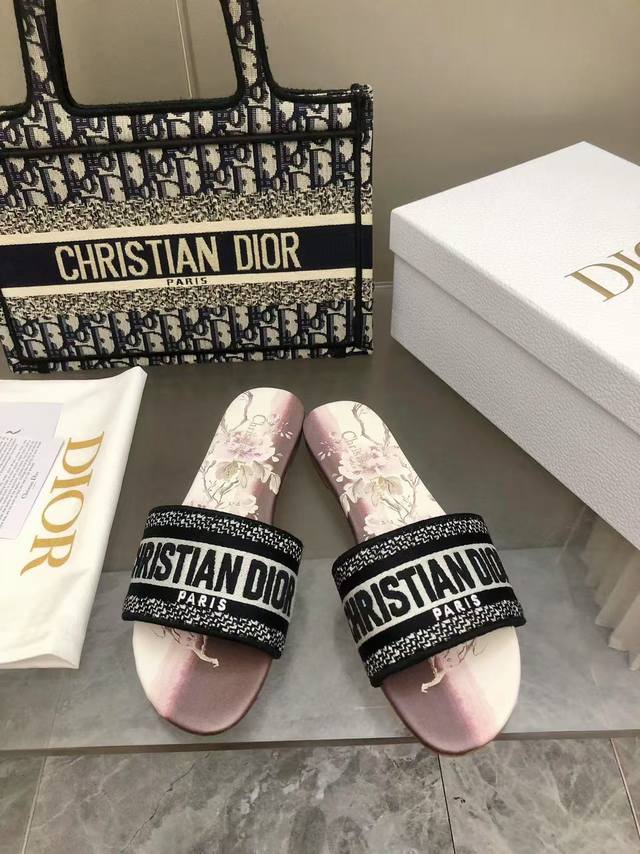 218 pattern flat sole 2025 spring and summer new color Dior women's old flower e