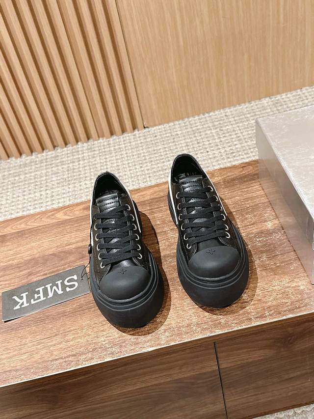 Top version leather spring and summer new cross flower big head thick sole derb