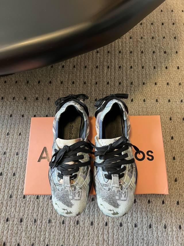 Top version Acne Studio*25S ballet-style bow-strap sneakers Girly and comfortab