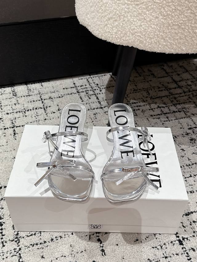 Top version Loewe 25 summer bow slippers Real air-conditioned shoes, with a loom