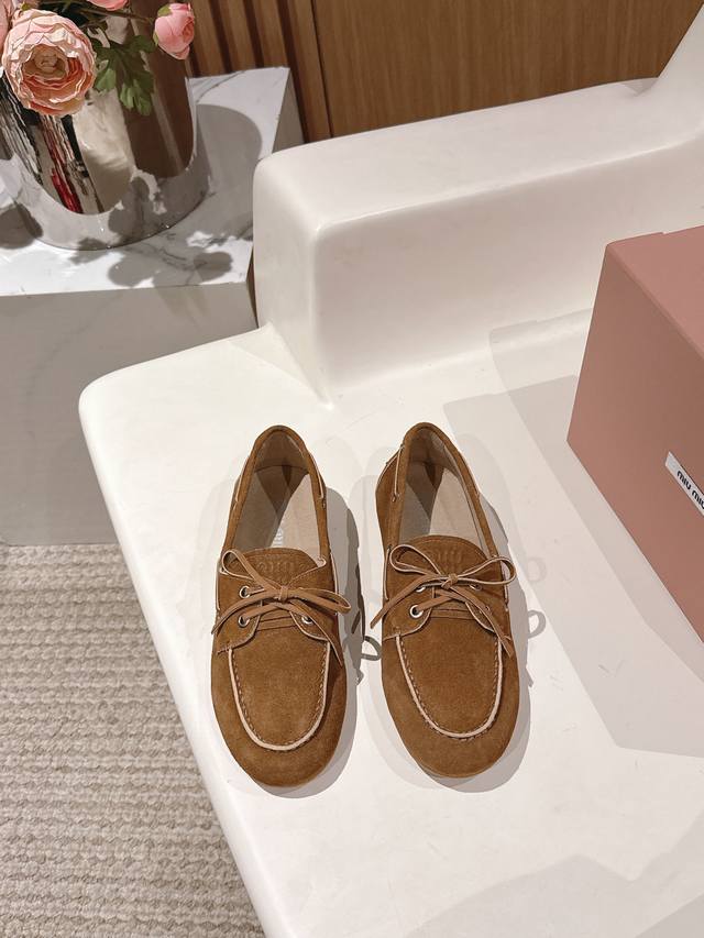 Purchasing level Miu Miu 25Ss Spring and Summer Brogue Ballet Loafers This brog