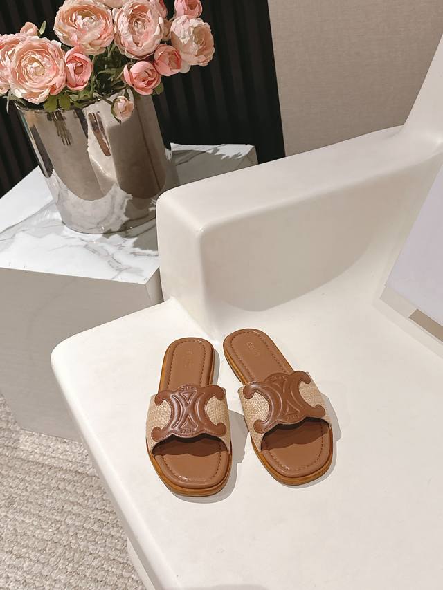 Purchasing level Celine 25Ss spring and summer new slippers Arc de Triomphe Bri