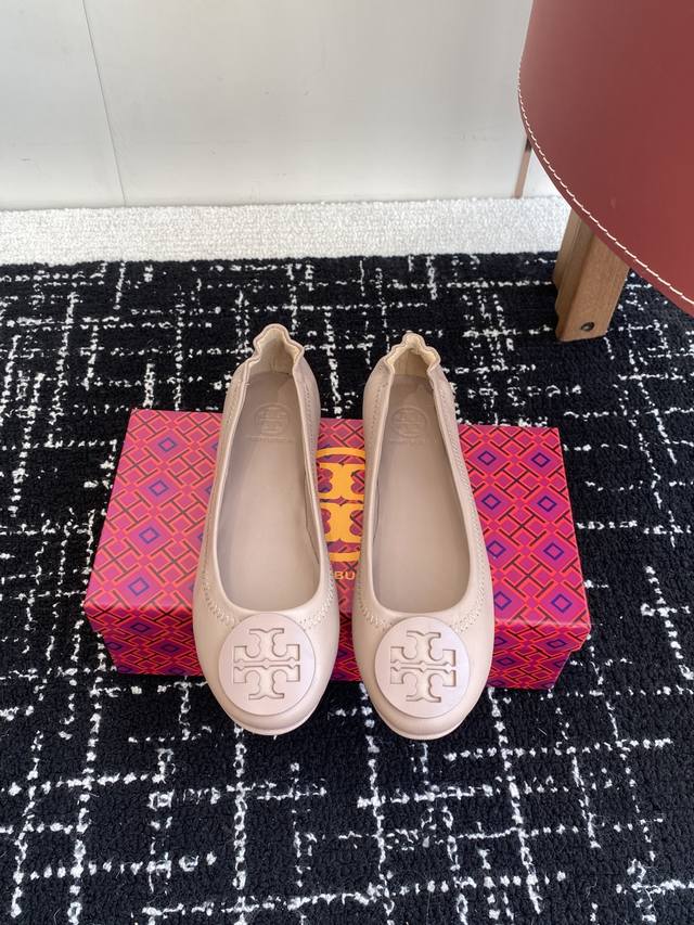 Purchasing-level Tory Burch classic multi-color round buckle flat heel model ha
