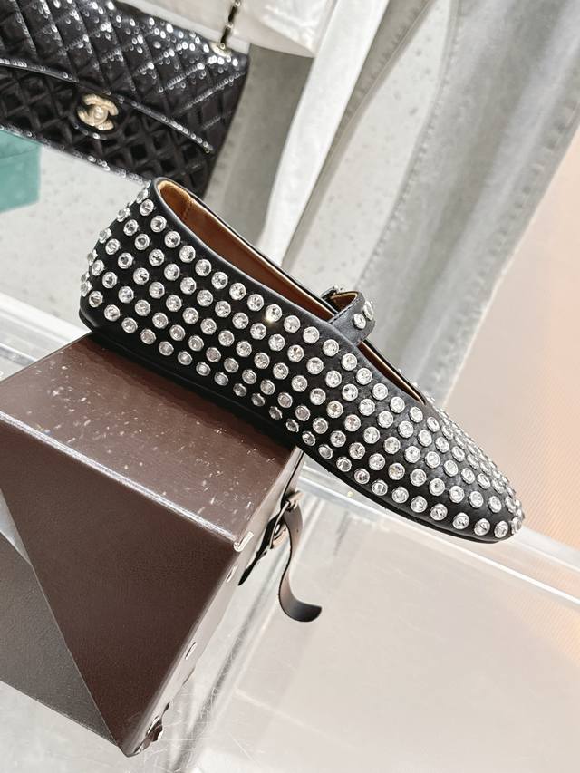 Alaia new retro diamond cowhide Mary Jane shoes ballet shoes full of girlish sty