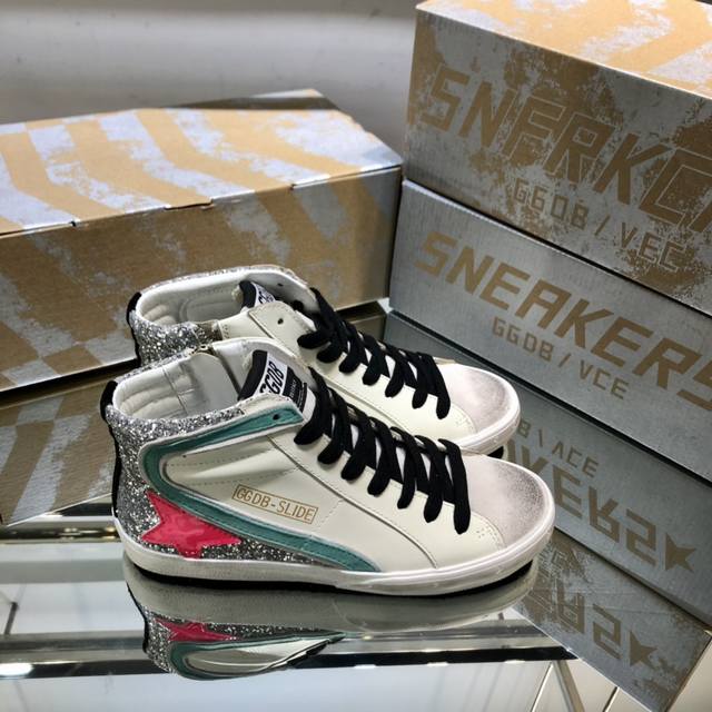 Red and green color matching high-top couple Ggdb Slide original replica 1.1 hi