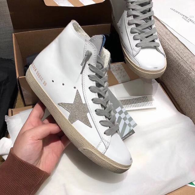 Fine glittering star high top couple style top cowhide high version. Low-end pl