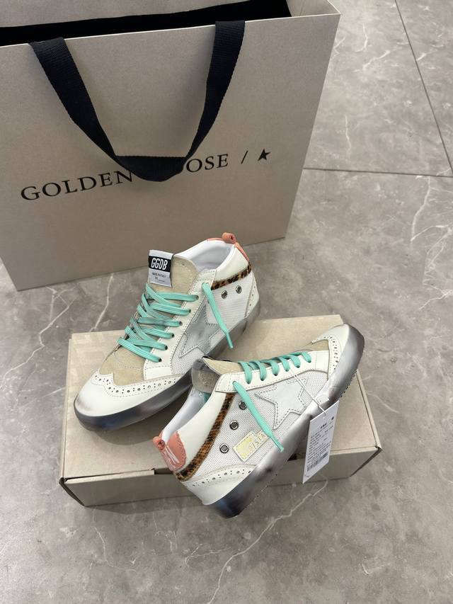 Silver edge pink tail silver star high top couple model top cowhide high versio