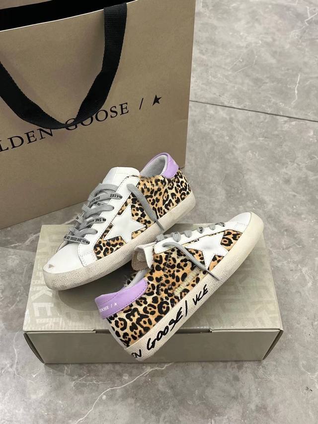 Purple tail leopard print couple style. Original cowhide high version. Low-end