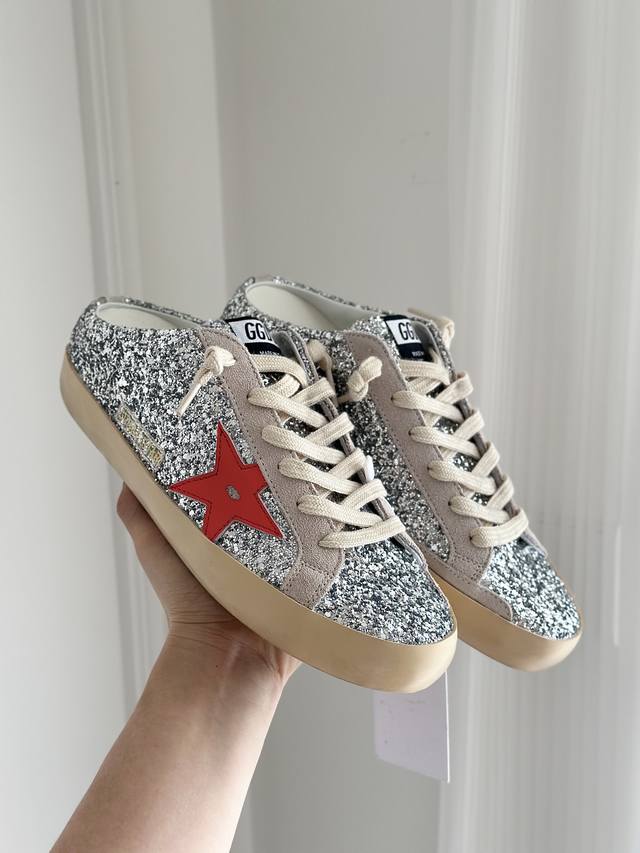 Silver Grid Red Star Half-Slipper Couple Style# Original replica high version. L