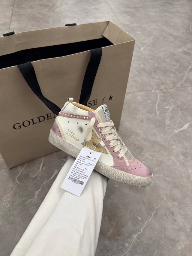 Pearl pink high top couple style top cowhide high version. Low-end please don't