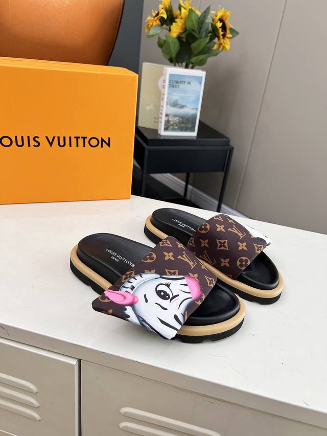 Instant Price: Lv Donkey L's popular embossed logo sandals This Ol Llow Comfort