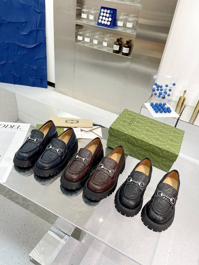Instant price: Men +10 23 new double Gg grooved thick-soled loafers platform sh