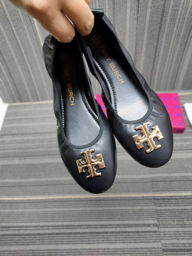 Quick price: Tory Burch classic ballet shoes Tb round toe roll shoes Fashionable