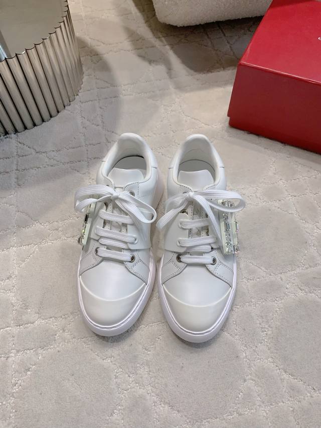 factory price P Roger Vivie* new thick-soled canvas white shoes classic diamond