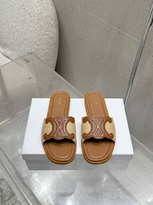 Celine Celine 2025Ss Spring and Summer New Slippers Arc de Triomphe British Styl