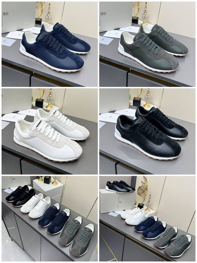 Bc Brunello Cucinelli 2025 new women's striped suede casual sports shoes decorat