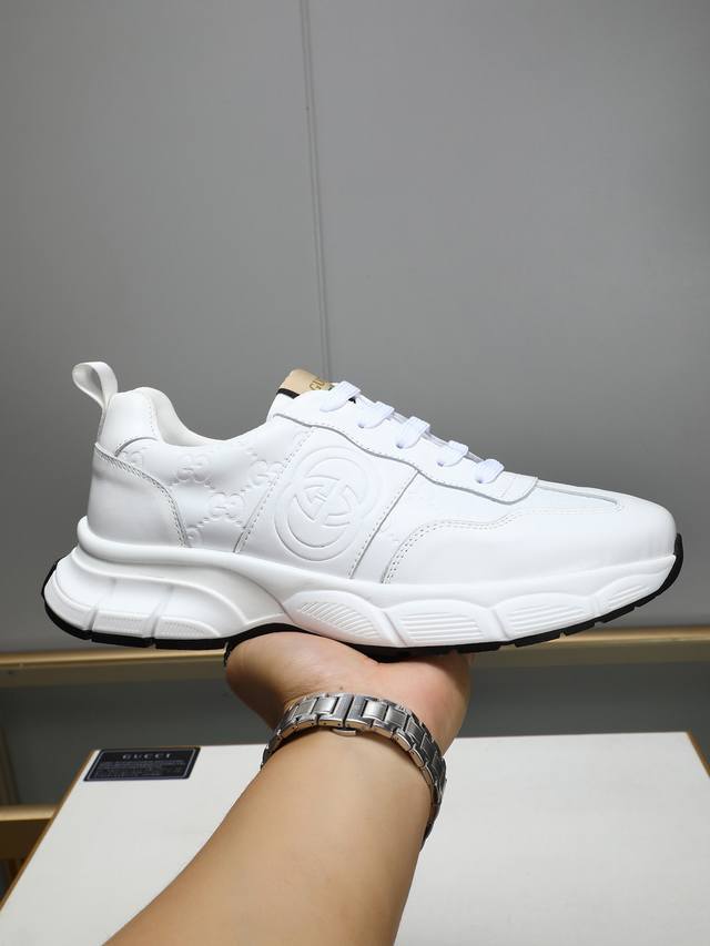 Gucci men's casual sports shoes, private mold outsole, imported cowhide embossin