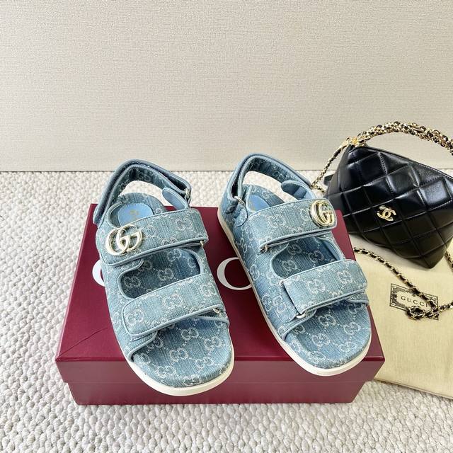 Gucci Gucci 25th year new G double G Velcro thick-soled sandals and slippers Reg