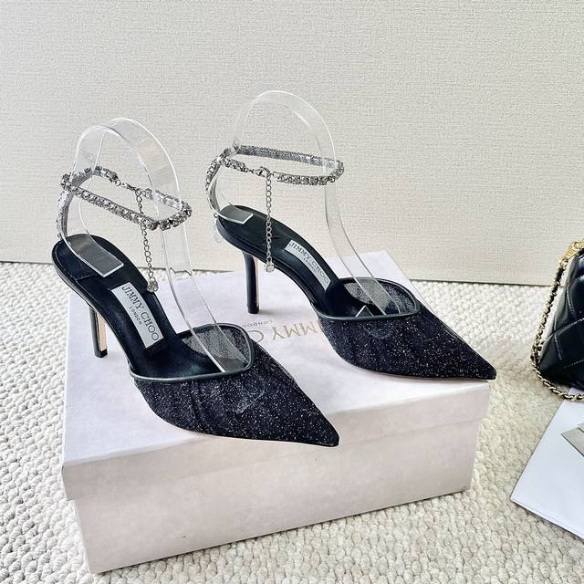 Purchase version Jimmy Choo Jimmy Choo Jc new crystal chain mesh high-heeled sa