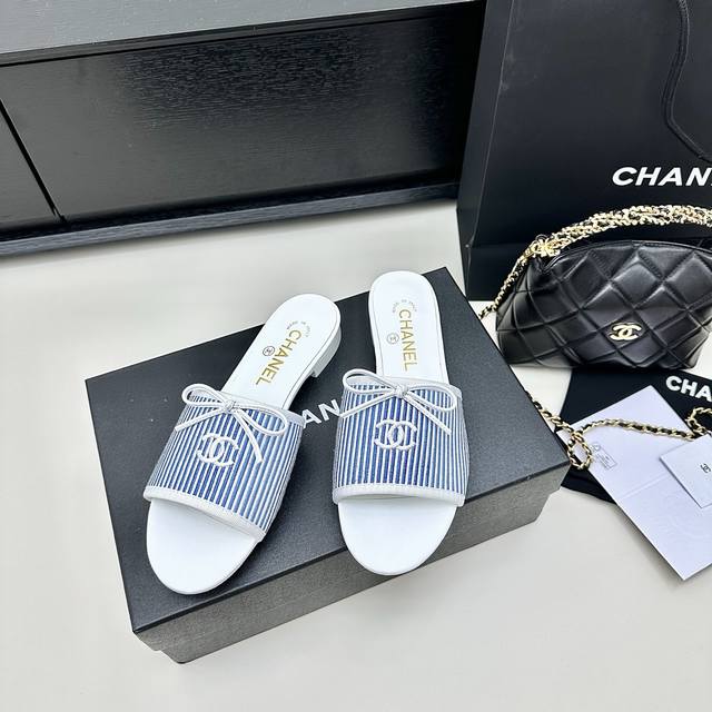 Chanel Chanel 25th summer new product Xiaoxiangjia bow flat sandals genuine leat