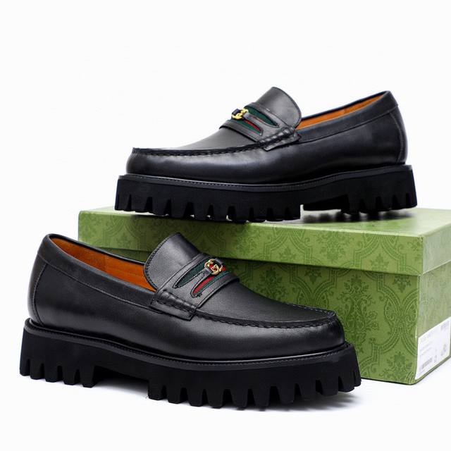 Original Gucci official website formal shoes Italian first layer calf leather t