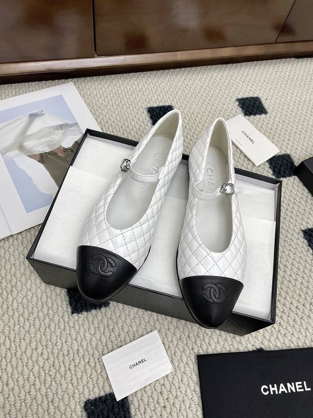 Purchasing-level Chanel 25Ss new flat-soled single-strap diamond-shaped Mary Ja