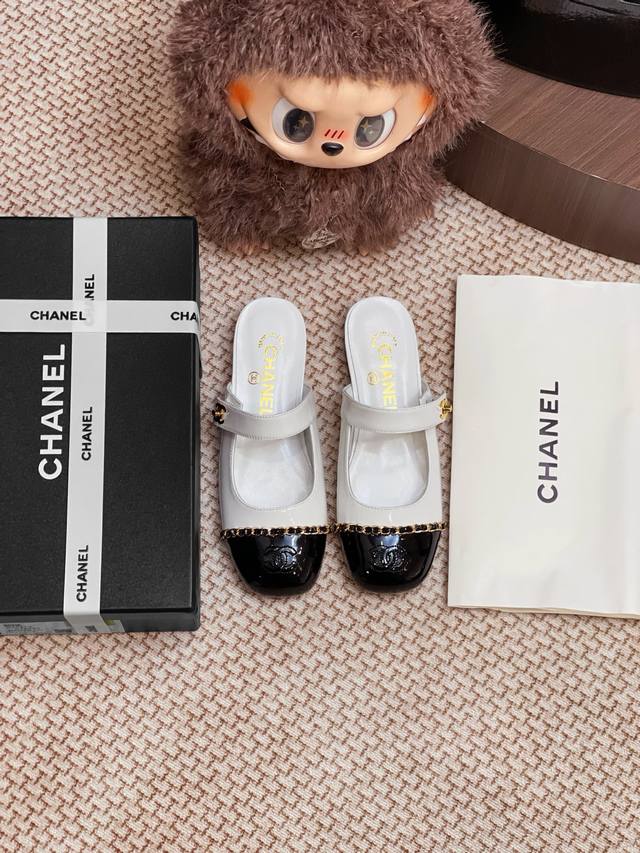 Chanel leather bottom half slipper sandals. The whole pair of shoes is purchased