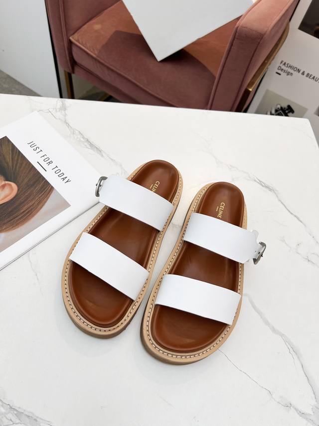 Factory price Pp Celine Celine Spring and Summer New Sandals Hardware Buckle Or
